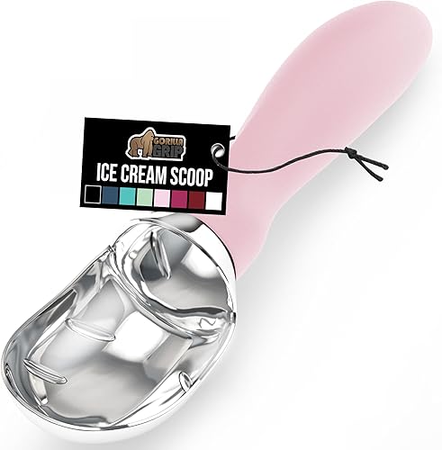 GORILLA GRIP Cuchara de helado resistente sin BPA, mango ergonómico cómodo, cuchara de grado profesional para porciones redondas perfectas, para