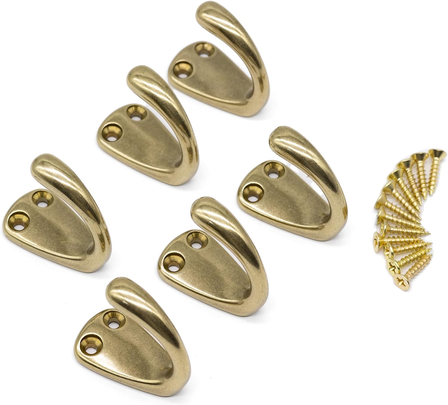 6PCS Vintage Brass Coat and Hat Hook Classic Simple Hooks Wall Mounted Bath Stands for Hanging Clothes Hangers Scarf Towel Key Cup