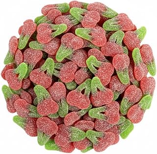Sour Twin Cherries Gummy Candy Fizzy Sanded Red and Green Gummi Cherries Sweet & Tart Fruit Gummies Ideal for Parties (2 Pound)
