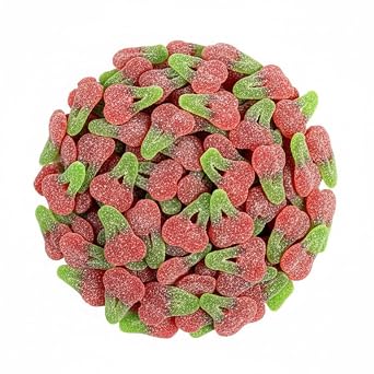 Sour Twin Cherries Gummy Candy Fizzy Sanded Red and Green Gummi Cherries Sweet & Tart Fruit Gummies Ideal for Parties 2 Pound