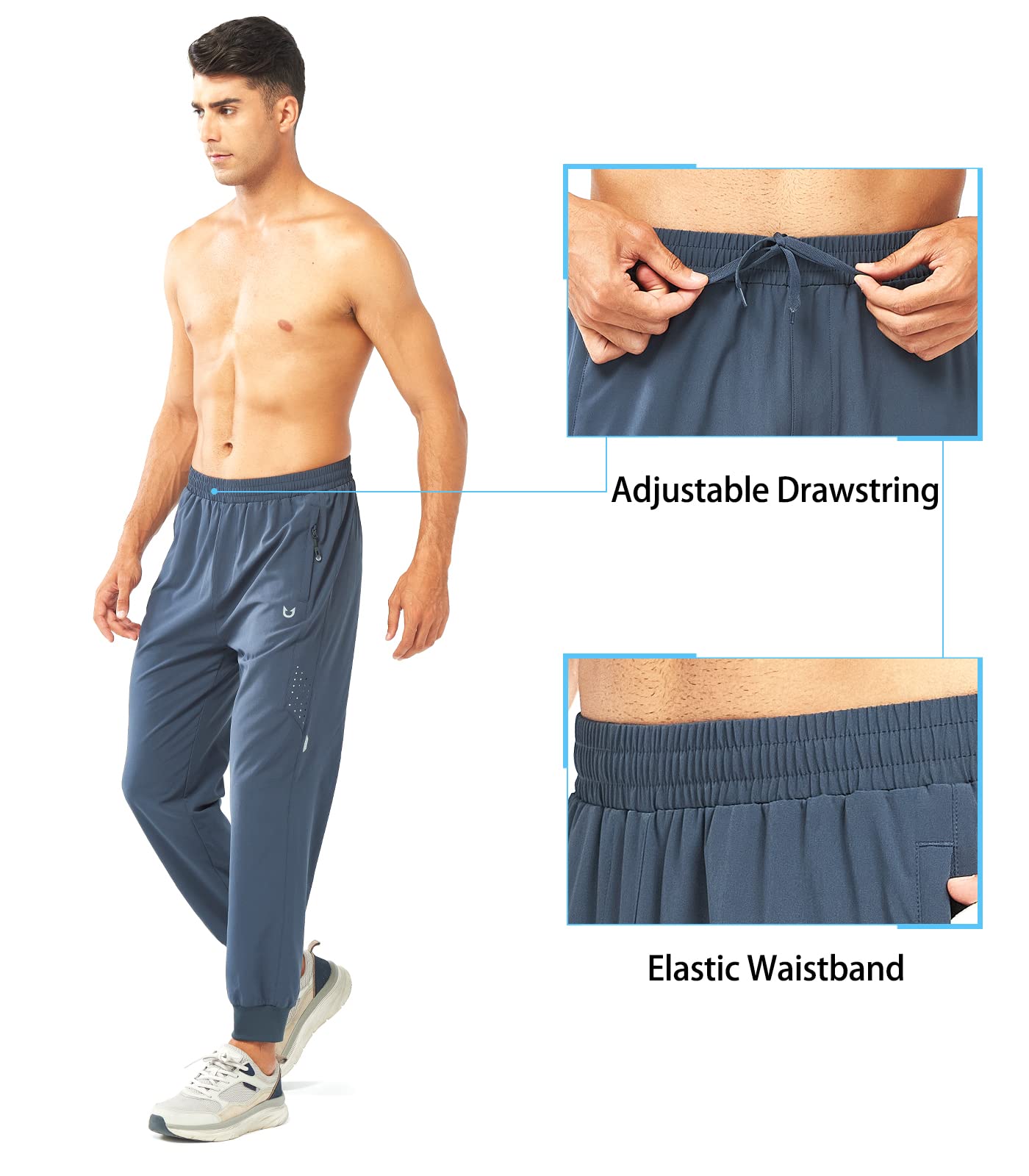 NORTHYARD Sporthose Herren Lang Trainingshose Leichte Atmungsaktiv Polyester Jogginghose Outdoor Fitness Hose mit Reißverschlusstaschen