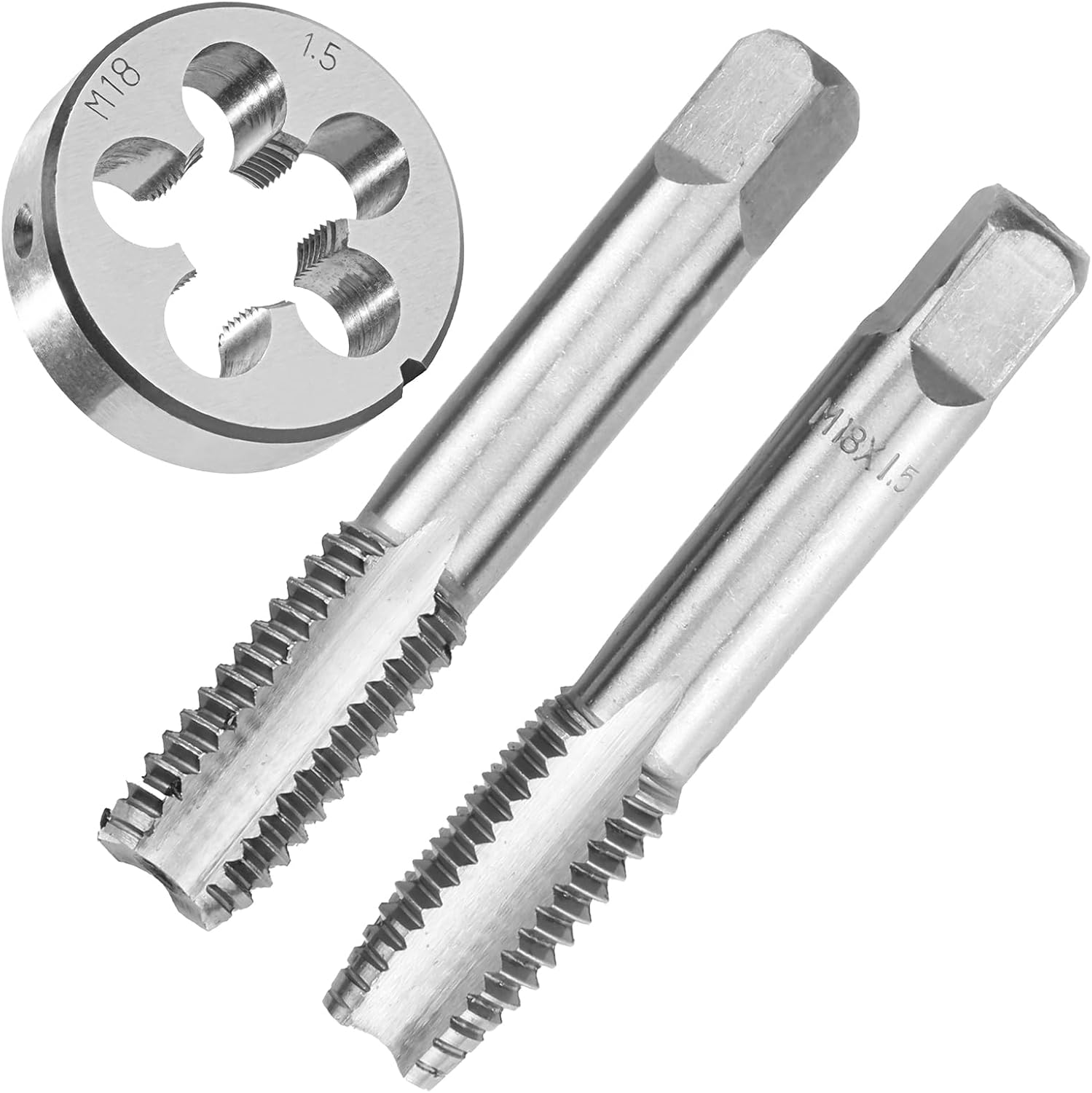 M18X1.5 Hand Tap and Die Set, M18X1.5mm Metric Threading Hand Tap and Round Threading Die Right Hand