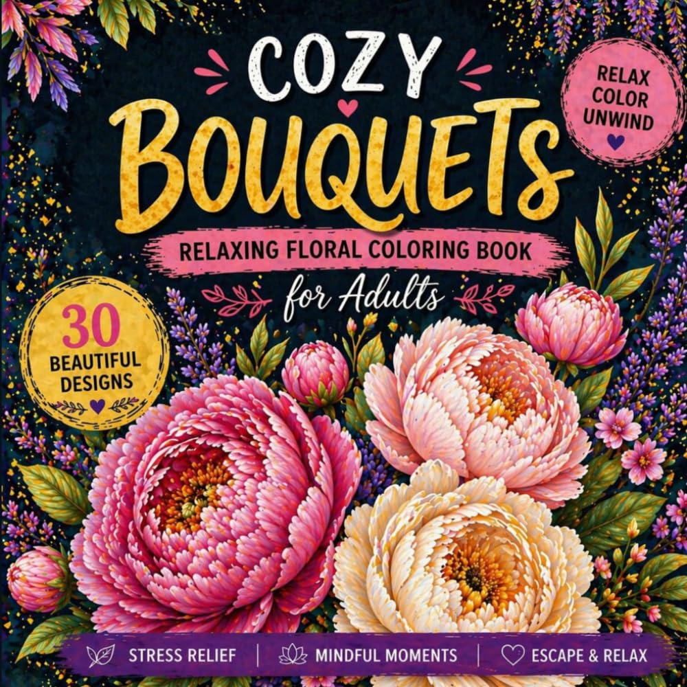 Cozy Bouquets Coloring Book: Relaxing Floral Designs for Adults: Beautiful Flower Bouquets for Stress Relief (Cozy Floral Escape)