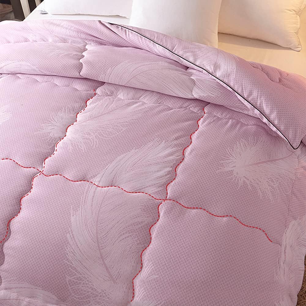 Soft and Warm Quilt Natural Soybean Fiber Quilt for Bedroom in Winter Down Quilt for Adult Single Bed Quilt Blanket Pink 180cm200cm