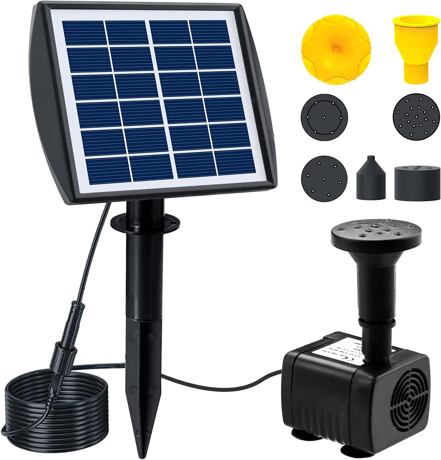 NVRGIUP 3W Solar Fountain Pump for Bird Bath, 2021 Latest Upgraded Pluggable Solar Garden Fountain With 7 Kinds of Sprayers, Perfect for Outdoors, Pool, Patio, Yard, Swimming Pool, Fish Tank and Pond