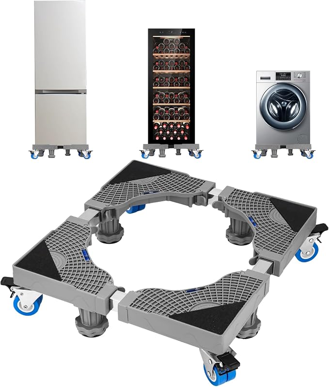 Kit 2 Barre Per Base Lavatrice Con Ruote, Freno, Regolabili 45 A 70 Cm Acciaio Smaltato 1