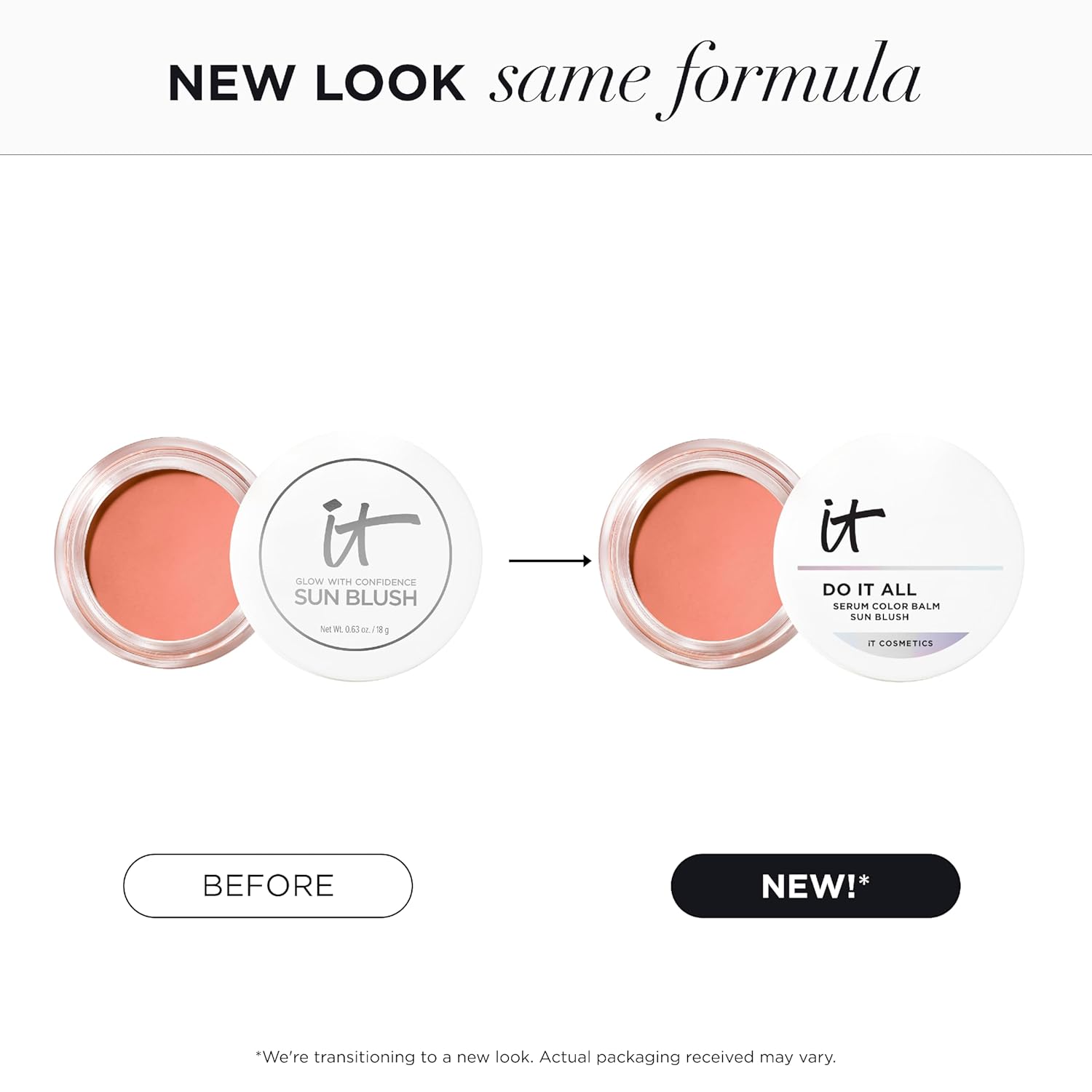 IT Cosmetics Do It All Serum Color Balm Sun Cream Blush & Bronzer, Blendable & Buildable, Lift, Reshape, All-Over Color, 24HR Hydration, Hyaluronic Acid, Peptides & Vitamin E - 0.63 oz