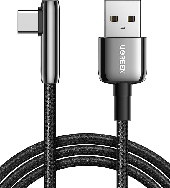 UGREEN USB C Cable 90 Degree 18W Right Angle Type C Fast Charging Cable Zinc Alloy Compatible with Galaxy S22 S21 Ultra S20 Mi 11 Redmi Note 10 Pixel 6 5 Huawei P30 P40 Pro (0.5M)