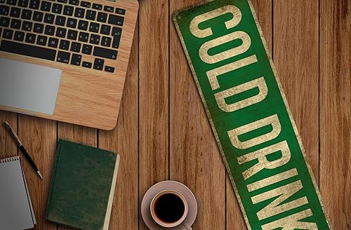 Miniatura 5 de KooLL Letrero de aluminio con texto en inglés "Cold Drinks", letrero de metal divertido para decoración de pared para dormitorio, hogar, bar,