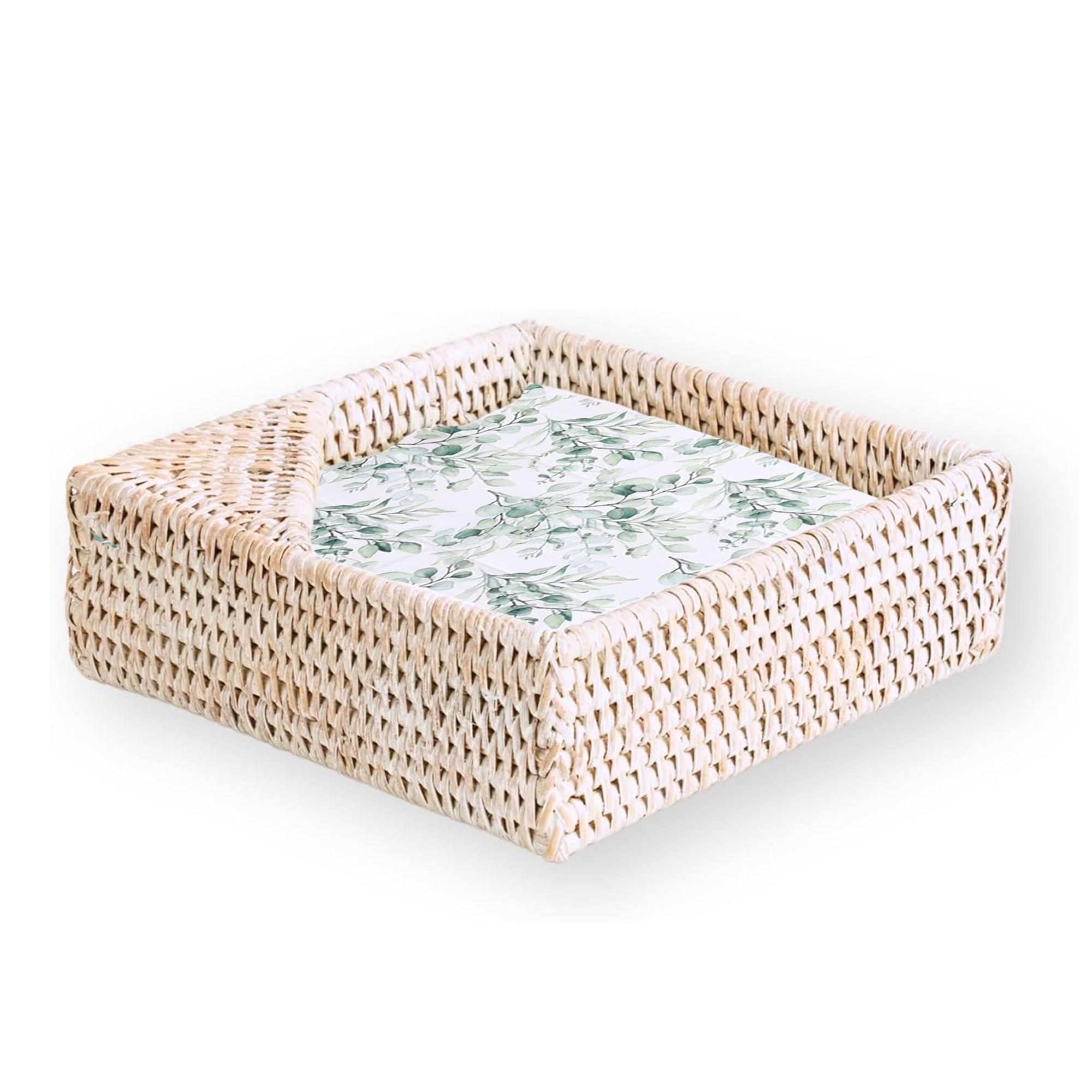 Onhomes Napkin Holder for Table, Natural Rattan Napkin Holders for Paper Napkins, Decorative Cocktail Napkin Holder, Wicker Tray Napkin Holders for Kitchen, Guest Towel Holder Tray for Bathroom