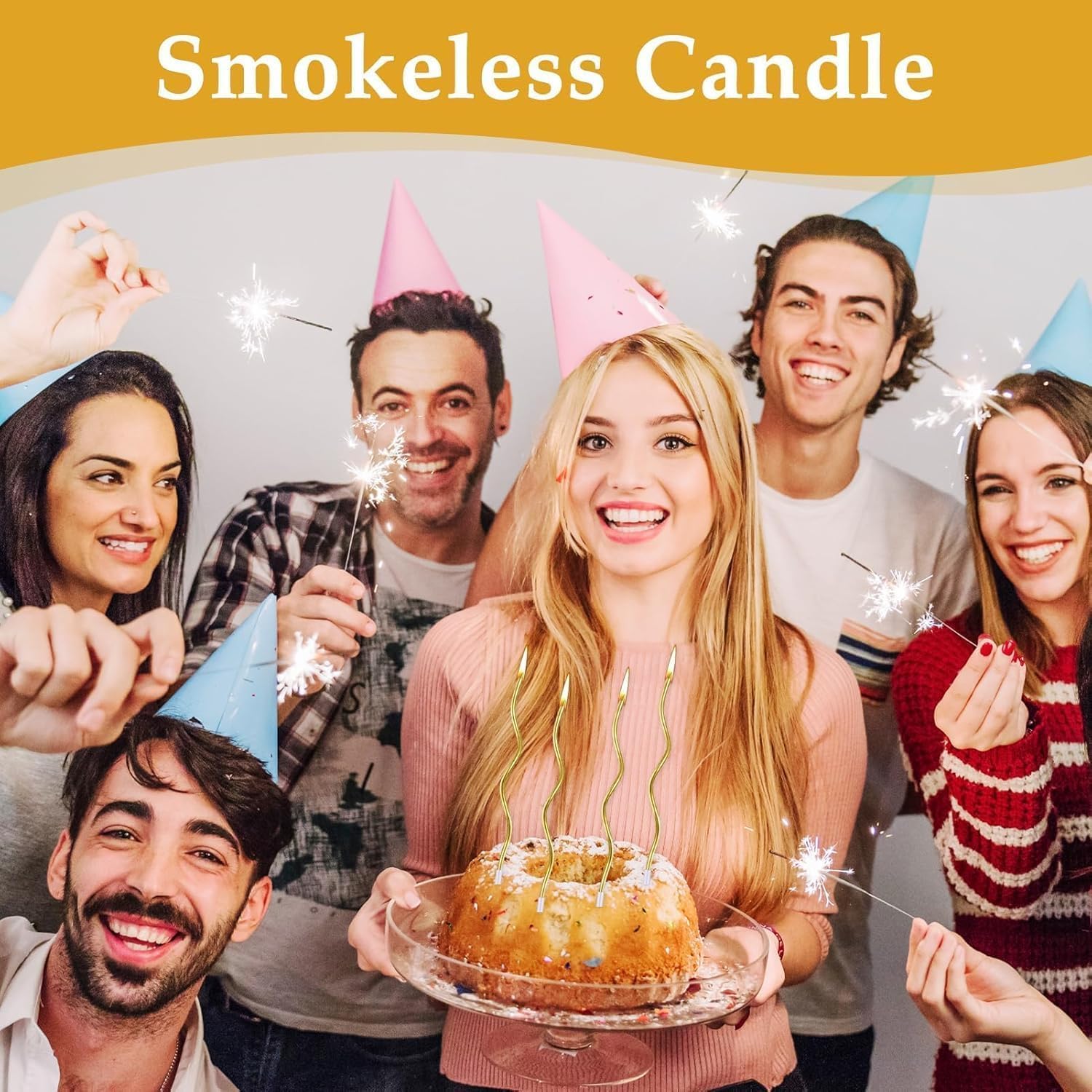 48 Pack Twisty Gold Birthday Candles, 6.7 Inch Long Thin Spiral Cake Candles - Gold Curly Coil Cupcake Toppers for Wedding, Anniversary, Graduation & Party Table Decorations, Velas Doradas para Pastel