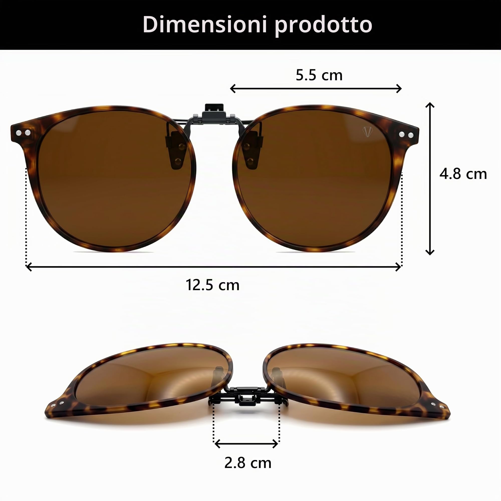 Clip Occhiali da Sole Polarizzati, Relevable e Ultra Leggeri, Soprocchiali da Sole, Clip Solare, Uomo, Donna, 100% Anti-UV, Certificato CE