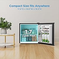 Vista 2 de Midea MERM17B0ASL 1.7 pies cúbicos Mini refrigerador, refrigerador compacto con termostato ajustable, puerta reversible, bajo nivel de ruido