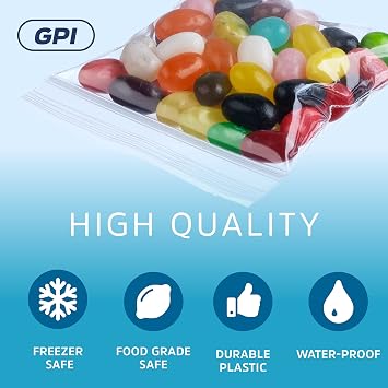 3 x 3 Zip Bags - 200 Count, Small, Clear Plastic Reclosable Zipper Poly Baggies, 2 Mil, with Resealable Zip Top Lock for Packaging Jewelry, Coins, Pills, Candy, Beads, Seeds & More.