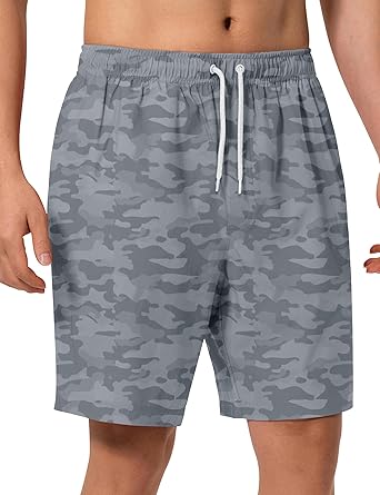 Mens Swim Trunks 8 inch Inseam Mesh Liner Quick-Dry Lightweight 4-Way Stretch Bathing Suit Swimming Trunks for Men UPF 50+