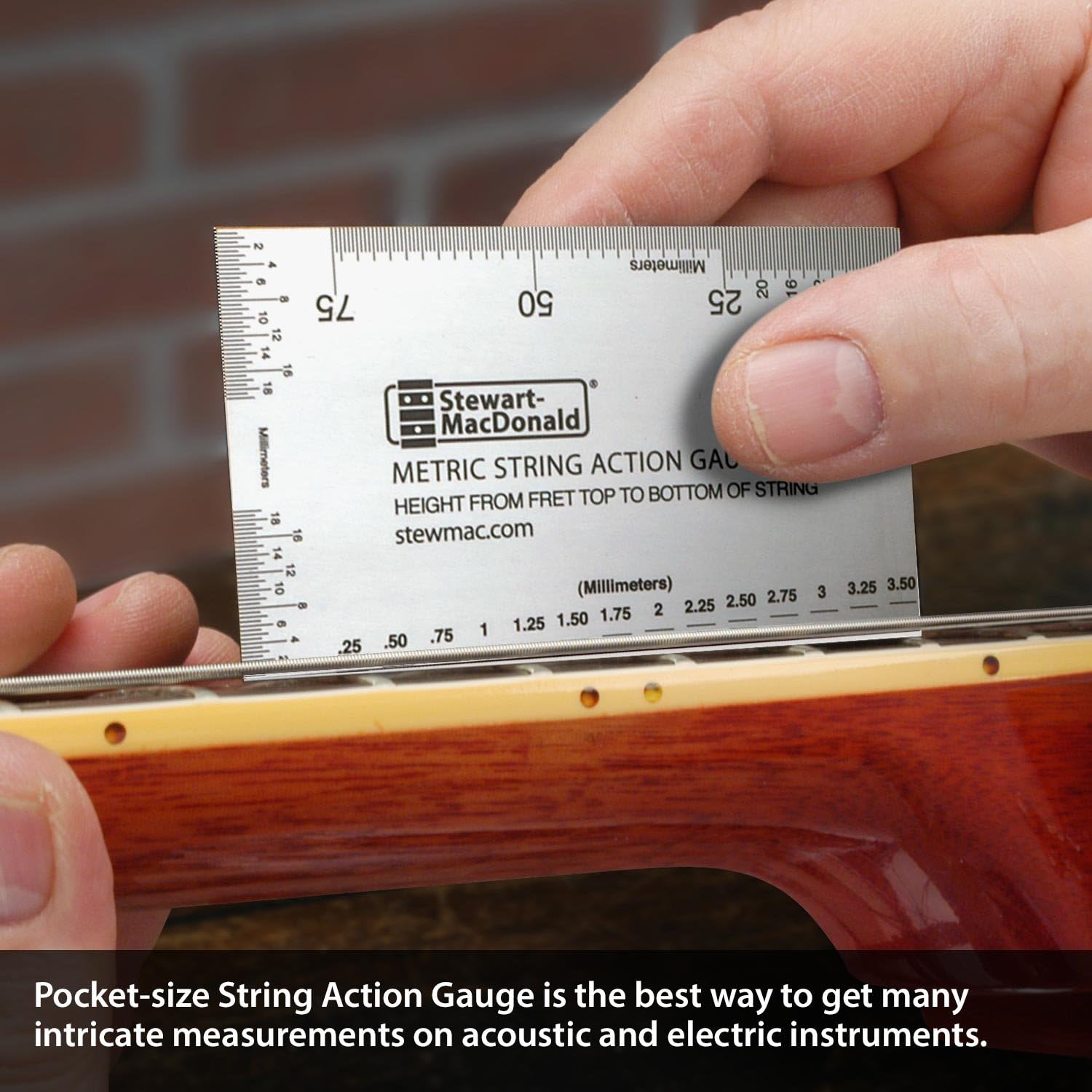 StewMac Basic Guitar Setup Kit - Metric | Includes String Action Gauge, Precision Straightedge, and 9 Understring Radius Gauges | Professional, Accurate, and Easy to Read Luthier Tools