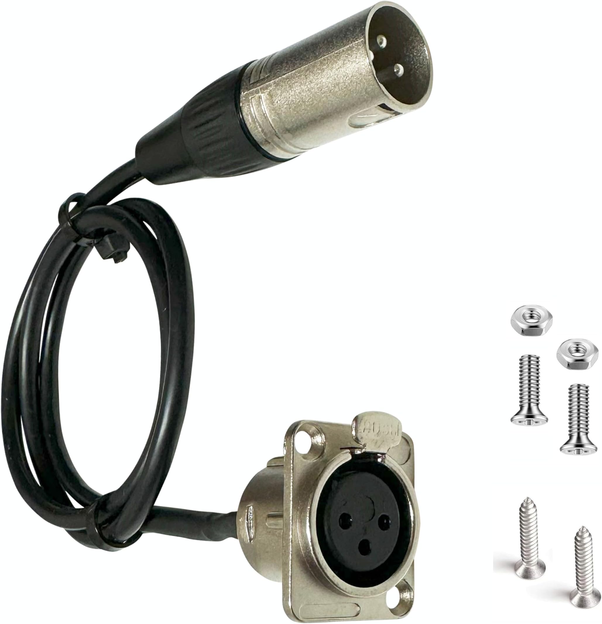 DIYTECH Premium XLR Pass Through Cable, No Solder, for Stage Box, Patch Panel, Floor Box - No Solder for Pro Audio Installations (Female to Male)