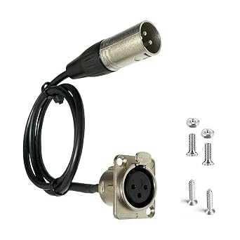 DIYTECH Premium XLR Pass Through Cable, No Solder, for Stage Box, Patch Panel, Floor Box - No Solder for Pro Audio Installations Female to Male