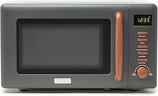 Dorchester Grey Microwave Oven – 800w, 5 Power Levels, Express, Auto Cook, Defrost Functions - Compact Microwave with 27cm Turntable - Child Safety Lock - Easy To Use - Easy To Clean Painted Interior