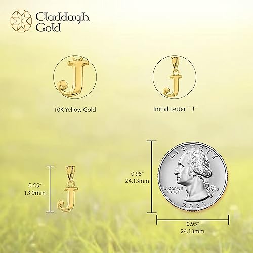 Miniatura 4 de Colgante de oro amarillo de 10 quilates con inicial A-Z con dije fino de 12 pulgada Elección de letra inicial