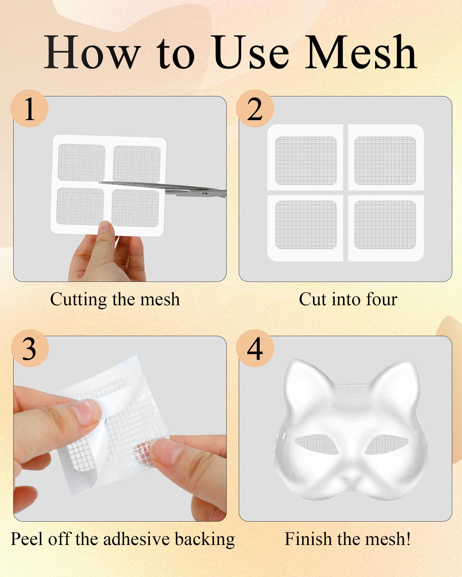 Destlife Therian Maskenmaterial-Kit, Katzenmasken-Set zum Selbermachen, enthält Augen-Mesh-Blätter, Filzstoff und Kunstfell für Blanko-Maske (Maske nicht im Lieferumfang enthalten)