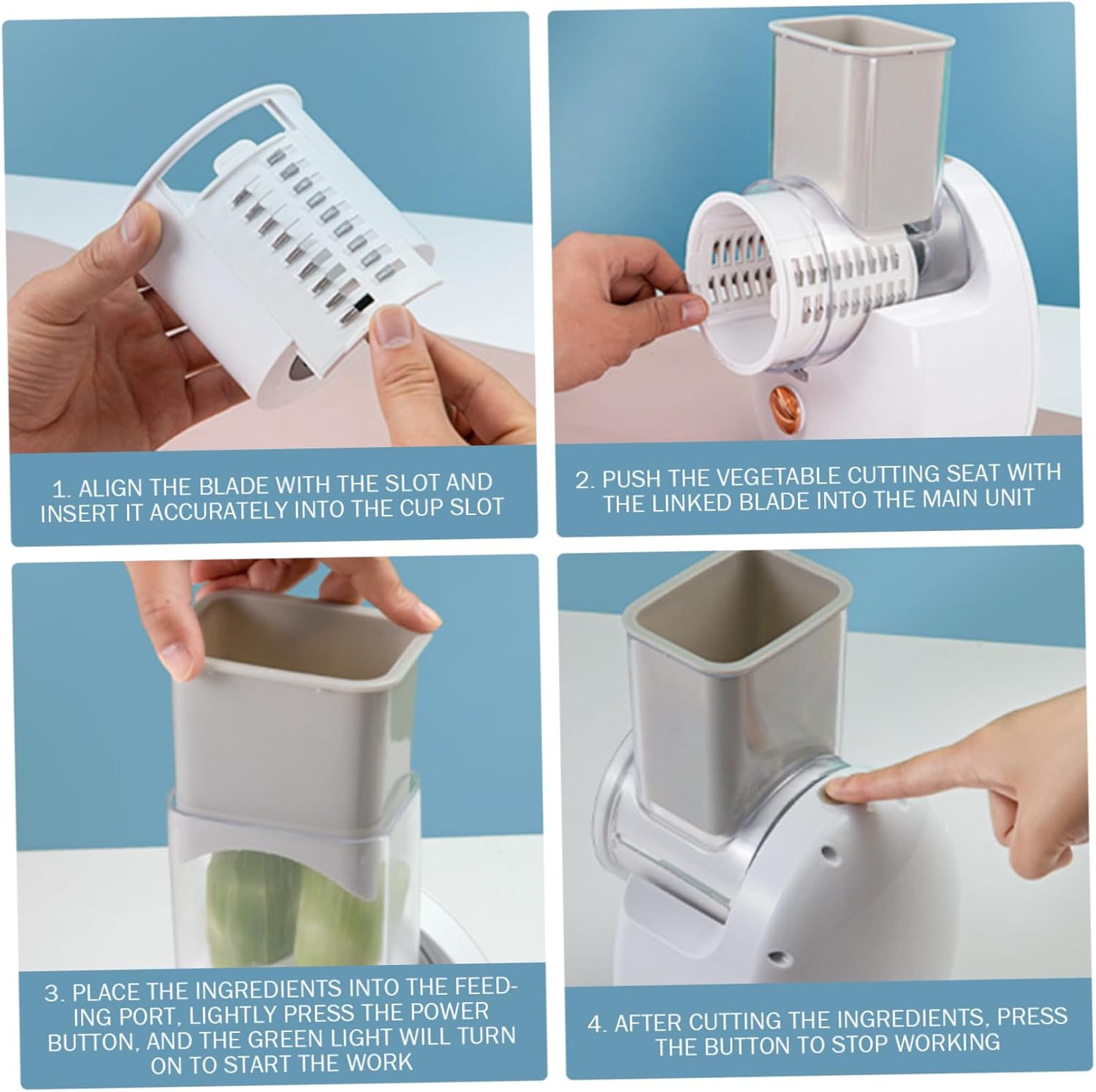 Electric Cheese Grater Detachable Automatic Cheese Grater with 3 Different Shapes Blades USB Rechargeable for Fruits, Vegetables