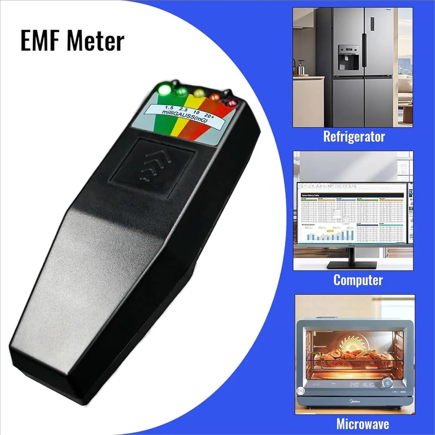 Digital Electrometer, Professional Handheld EMF Meter Radiation Detector - Gauss Tester, Digital Dosimeter for Home/Industry(White)