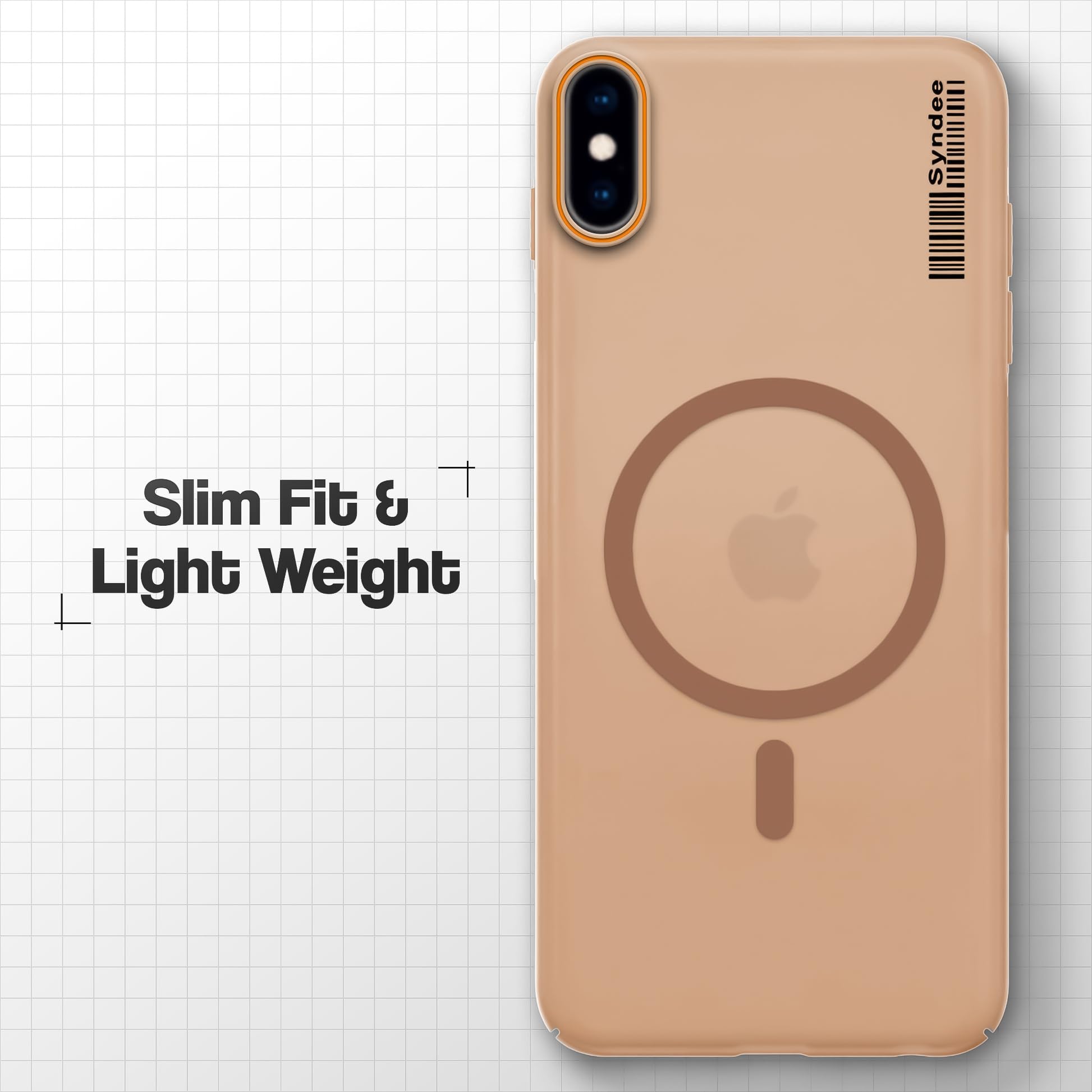 DL3 Mobilak Case Back Cover for iPhone X/iphone XS, Sleek Frosted Translucent Back Only Compatible with Wireless Magnetic Accessories | Anti-Scratch Shockproof Phone Case (Brown)