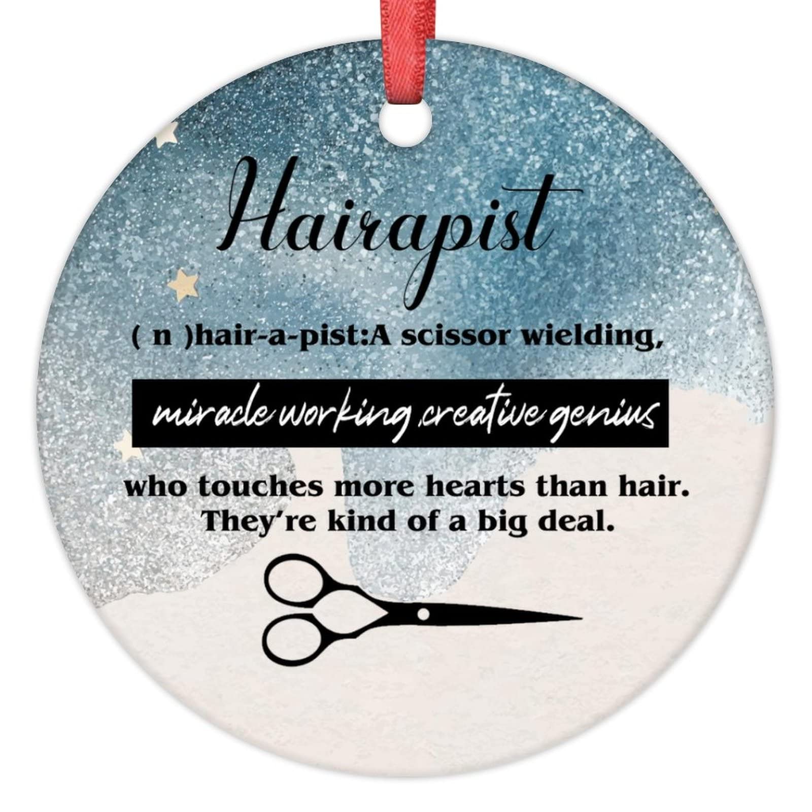 Hairapist Definition Christmas Ornaments Barber Shop Hairdresser Stylist Ornaments For Christmas Trees Ceramic Personalized Christmas Ornaments 2022 Keepsake Christmas Decor Holiday 3 Inch