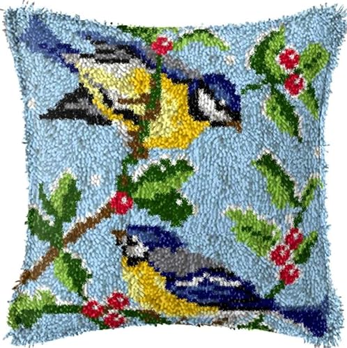 Taxpy Latch Hook Cushion Kit,Bird 17X17In