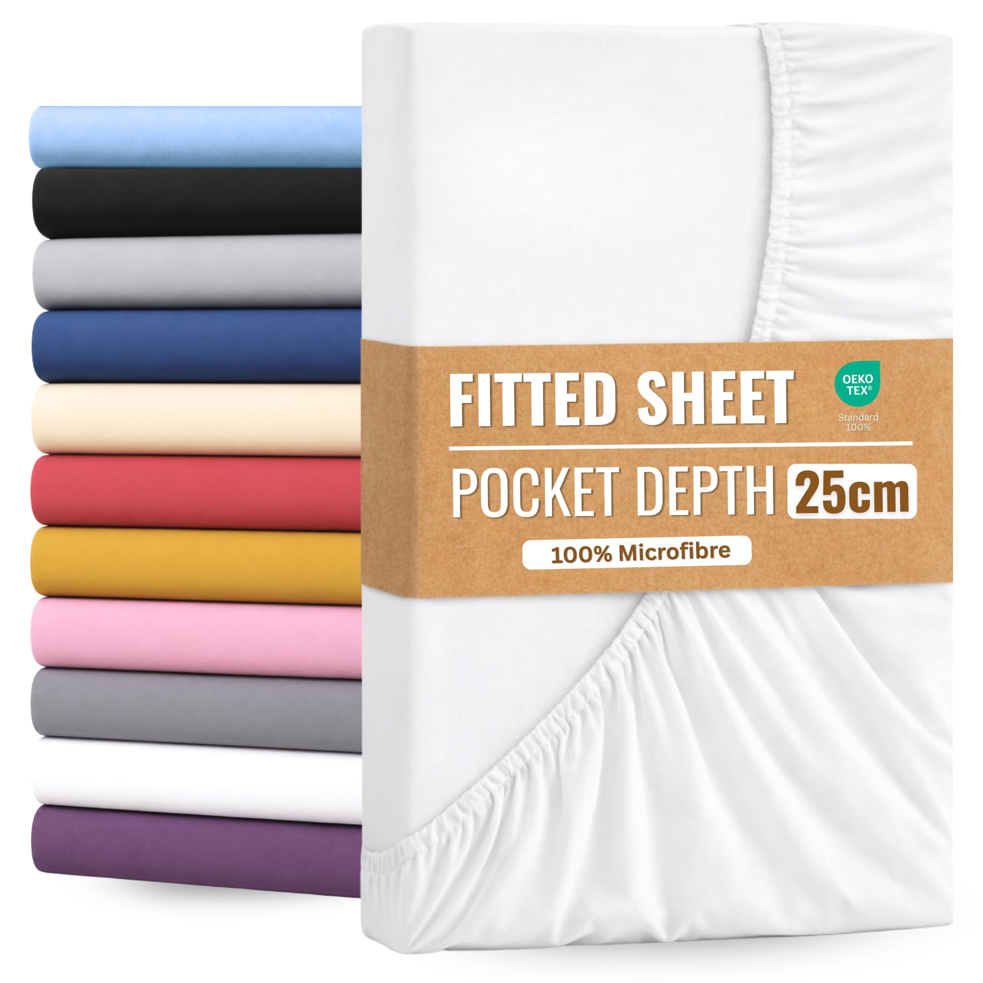 Single Extra Deep Pocket Fitted Sheet White 25cm
