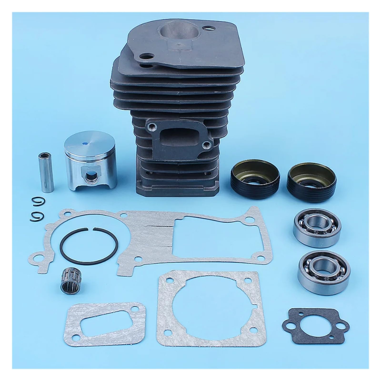 Compatible con Husqvarna 340 345 E, repuesto for herramientas de jardinería, kit de junta de sello de cojinete de cigüeñal de pistón de cilindro de motosierra de 40 mm