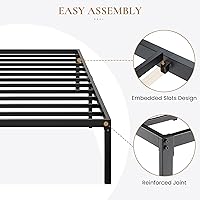 Vista 4 de SHA CERLIN Base de cama de plataforma de tamaño individual resistente, cabecera autofija, no necesita somier, base de colchón, sin ruido, fácil