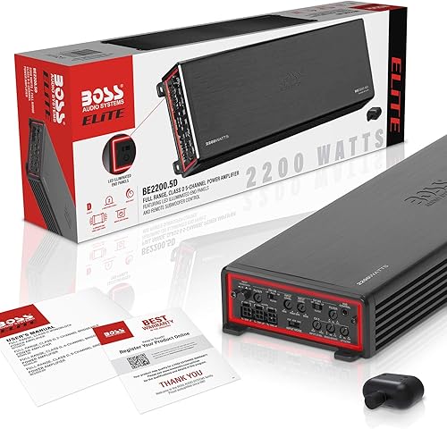 Miniatura 5 de BOSS Audio Systems Elite BE2200.5D - Amplificador de coche clase D de 5 canales, 2200 vatios, estable de 2 ohmios, digital, rango completo, fuente