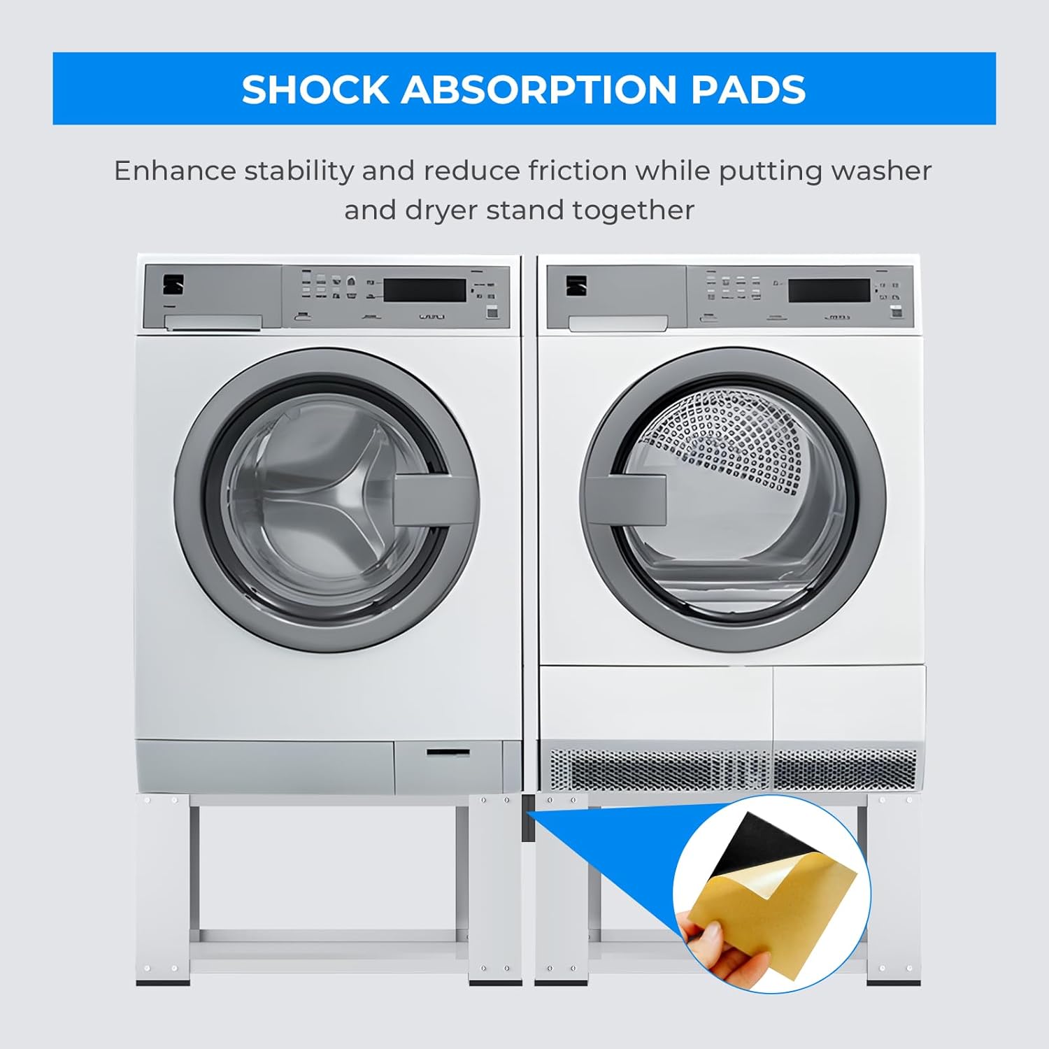 Washer and Dryer Stand Fit 27 and 28 Inch - Laundry Pedestal for Washer and Dryer Heavy Duty Steel 700lbs Capacity Universal Washing Machine Raiser 15.7'' Height White