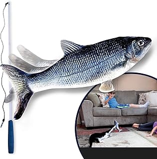 Ontel Flippity Fish Interactive Cat Toy with Catnip & Fishing Pole - Touch Activated, Rechargeable Pet Toy to Help Reduce Stress & Bad Behavior (Pack of 1) - As Seen On TV
