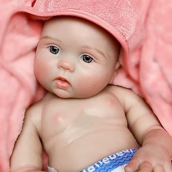 18 Inch Full Body Silicone Baby Doll, Reborn Girl with Bath Towel | Can Open Mouth, Anatomically Correct, Poseable, Soft Touch, Realistic Details, Family Role Play