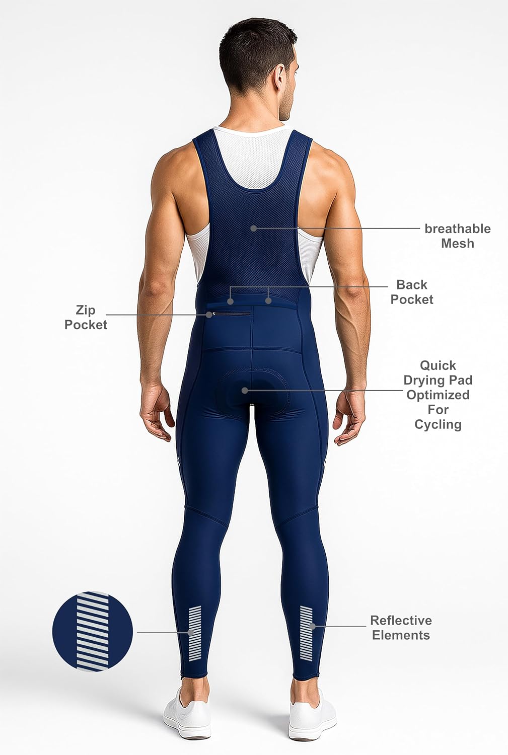 Wixen Men’s Thermal Cycling Bib Pants – Warm Winter Cycling Bibs with 3D Pad Fleece Lined Cycling Bib Tights with Pockets