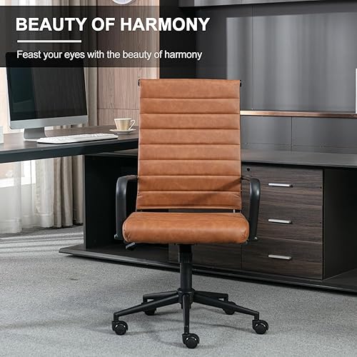 Miniatura 5 de Okeysen Silla de escritorio de oficina, sillas de sala de conferencias, moderna silla giratoria ejecutiva, silla de escritorio de piel sintética