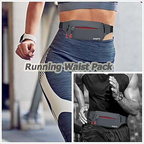 Miniatura 7 de Riñonera deportiva Riñonera pequeña, resistente al agua, 4 bolsillos con cremallera para correr, caminar, senderismo, viajes, ciclismo, hombre y