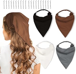 4 Pcs Hair Scarf Headband for Women Bandanas for Women Head Coverings for Women Bandana Headbands for Women Hair Coverings for Women Headband Scarf Head Scarf Boho bandana(Black, Brown, Gray, White)