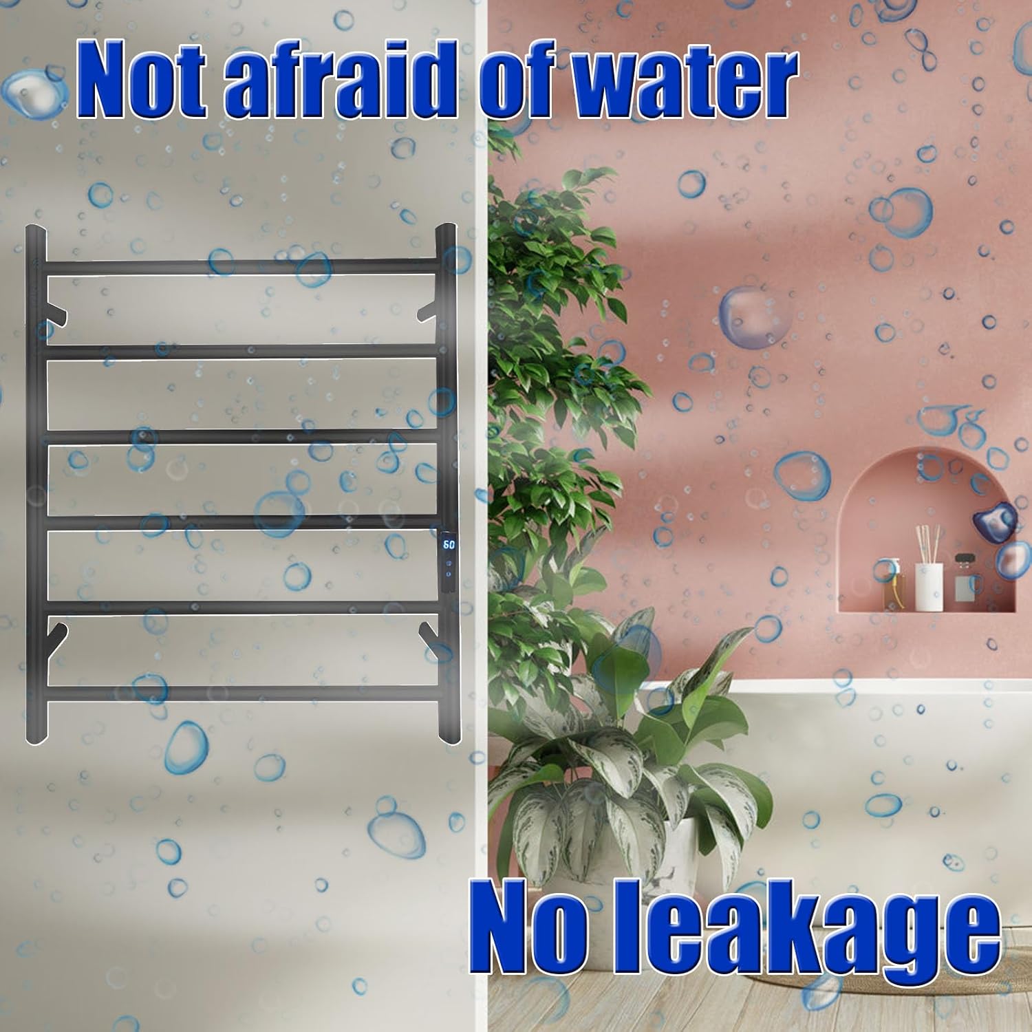 A Black,Right line,Stainless Steel Heated Towel Racks for Bathroom,Wall Mounted for Towels and Garments,Heated Towel Drying Rack Fast Heating