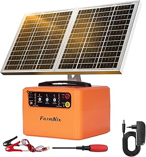 6-12KV Adjustable Output Solar Fence Charger,30 Miles Electric Fence Charger for Livestock,1.5J Solar Charger,15W Solar Electric Fence,24H Protection Solar Powered Electric Fence Kit