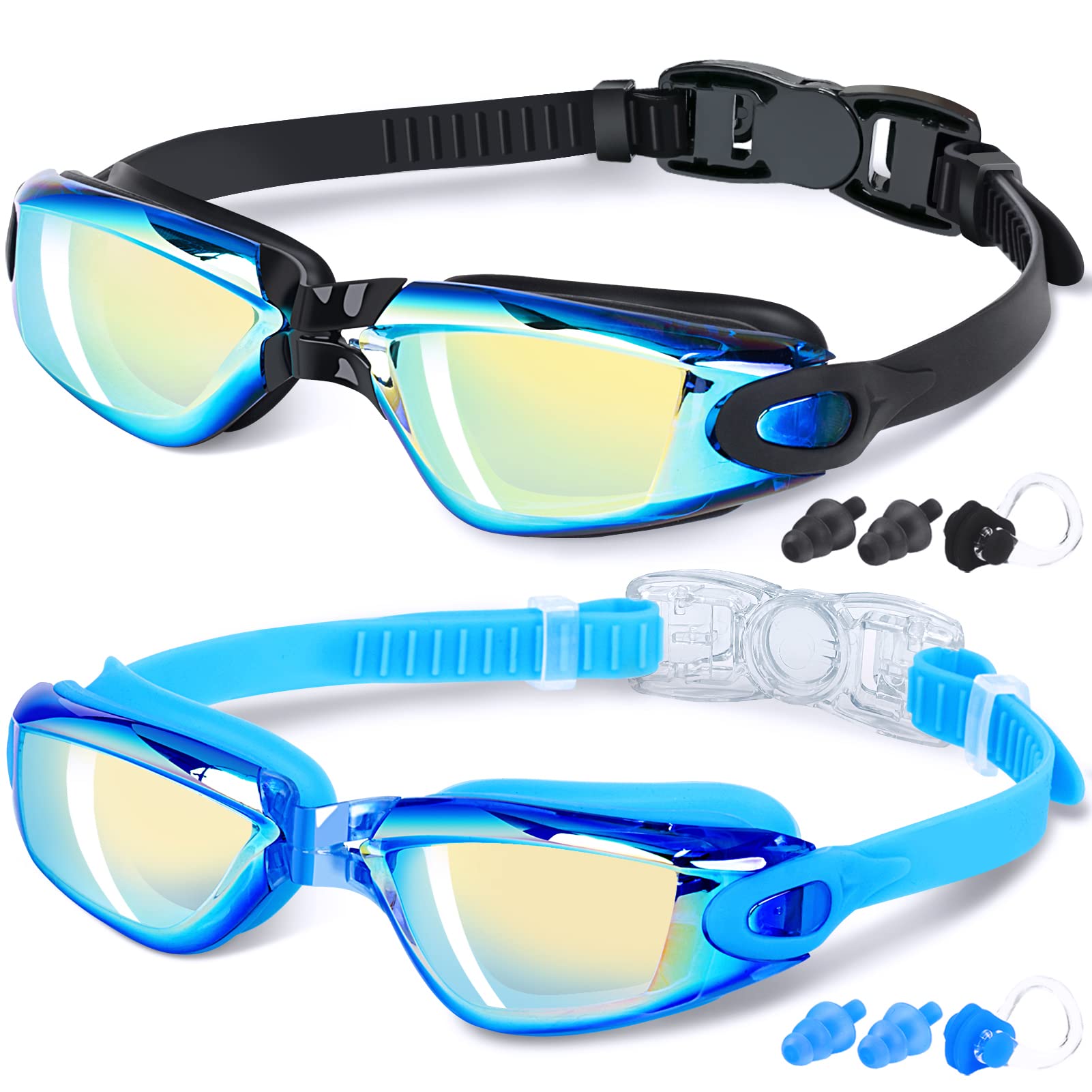 BraylinKids Swim Goggles, 2-Pack Swimming Goggles for Children, Teens, Boys or Girls, UV Protection Swim Pool Goggle