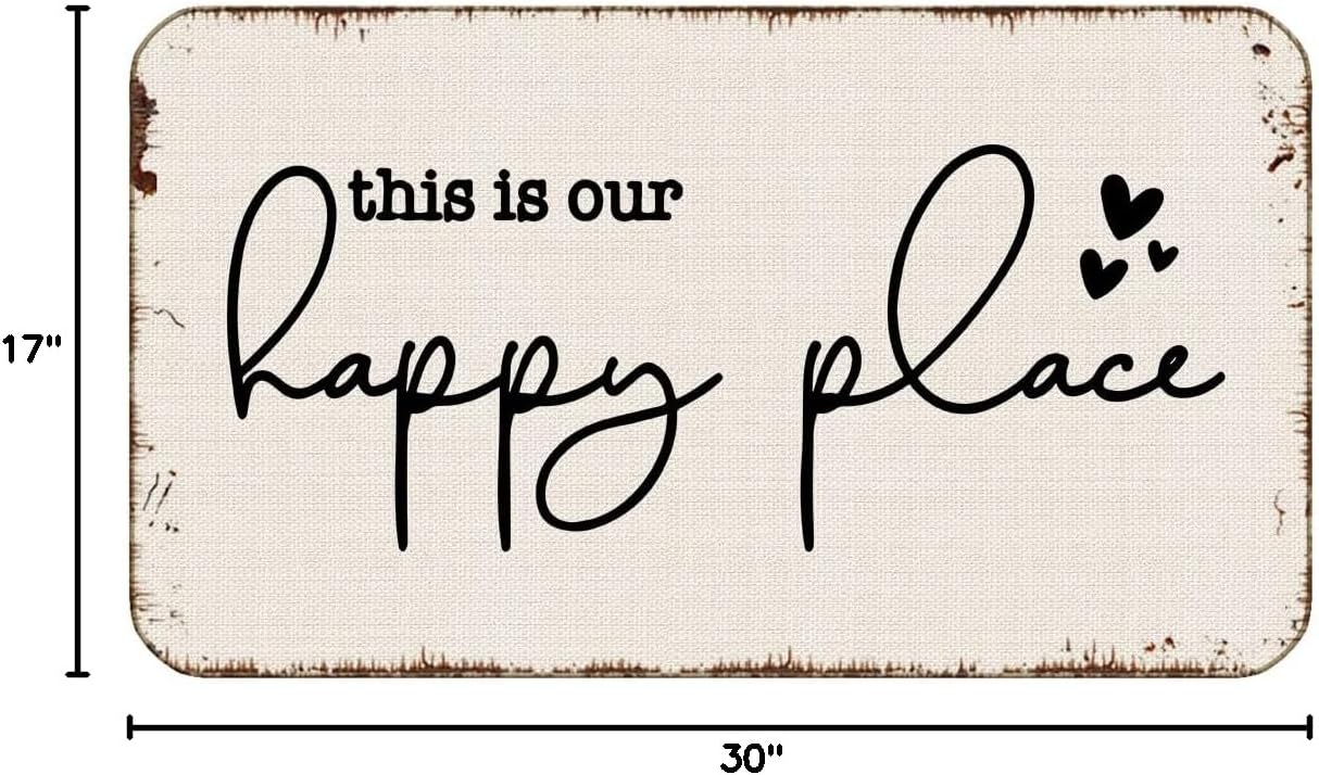BXFAHZJ Minimalist This is Our Happy Place Farmhouse Door Mat 17x30 Inch Indoor Outdoor Entrance Doormat Decor for Home Farmhouse,Housewarming Gift