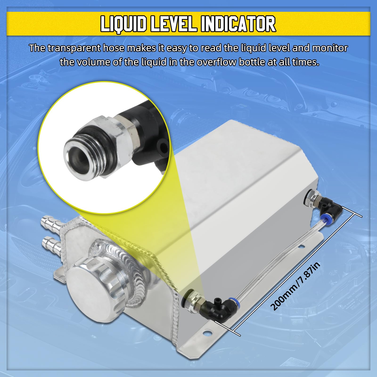 Universal Coolant Overflow Tank 2L Expansion Catch Can Kühlerreservoir Polished Aluminium Automotor Kühlmittel Recovery Kits