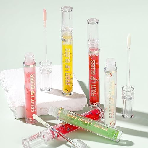 Miniatura 3 de EnMart 6 unidades de aceite de labios afrutado, esmalte labial hidratante brillante, no pegajoso hidratante brillo labial tintado, brillo labial