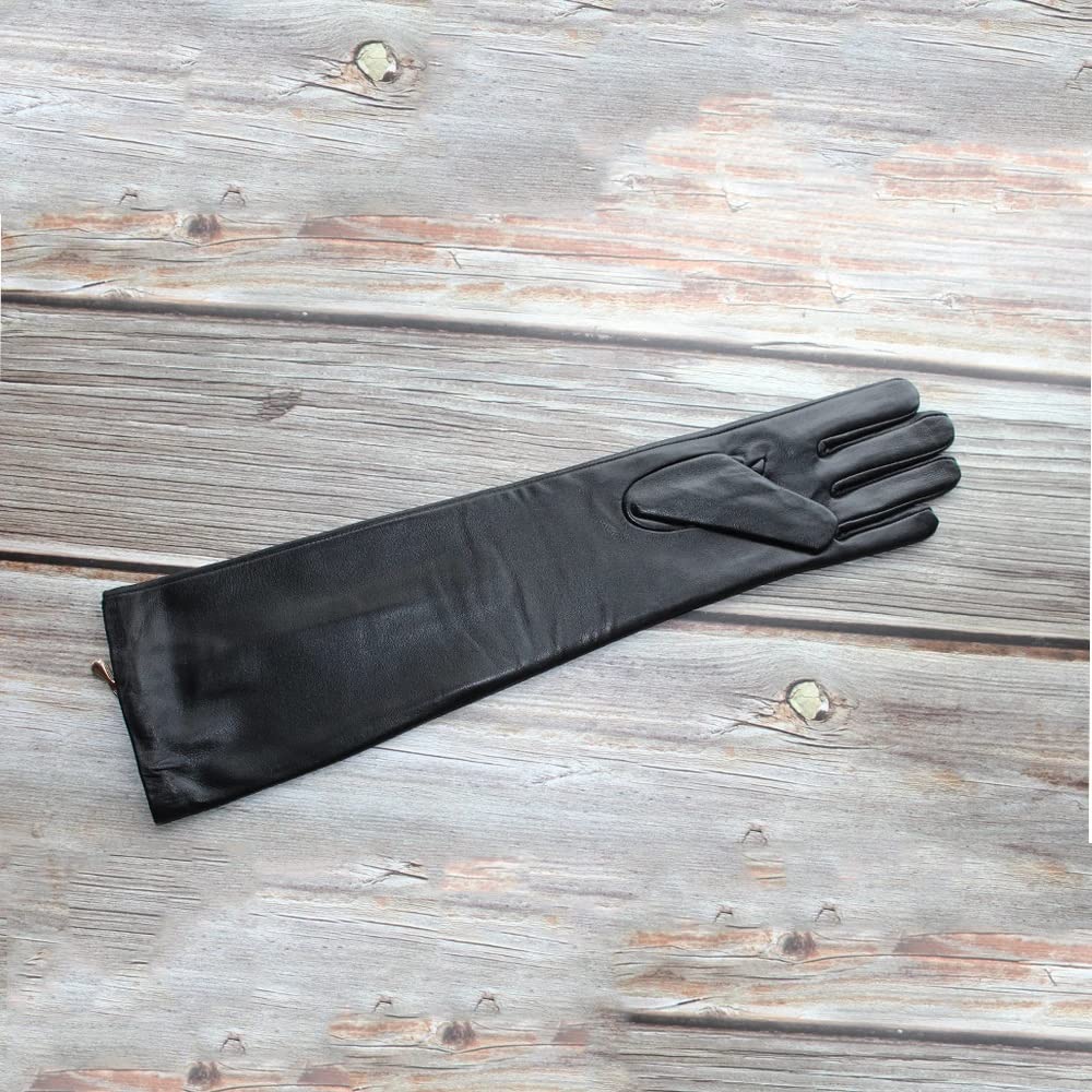 Guantes Largos de Cuero con Cremallera para Mujer, Guantes Suaves, cálidos para otoño e