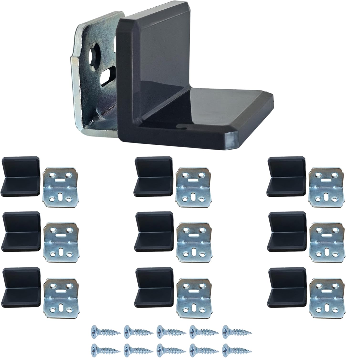 MR BRACKET Plastic Covered Small L Bracket Set Stainless Steel, Gray Shelf Brackets, 90 Degree Right Angle Metal Corner Brace for Furniture, Stainless Steel Corner Brace for Chair, Drawer, Tables