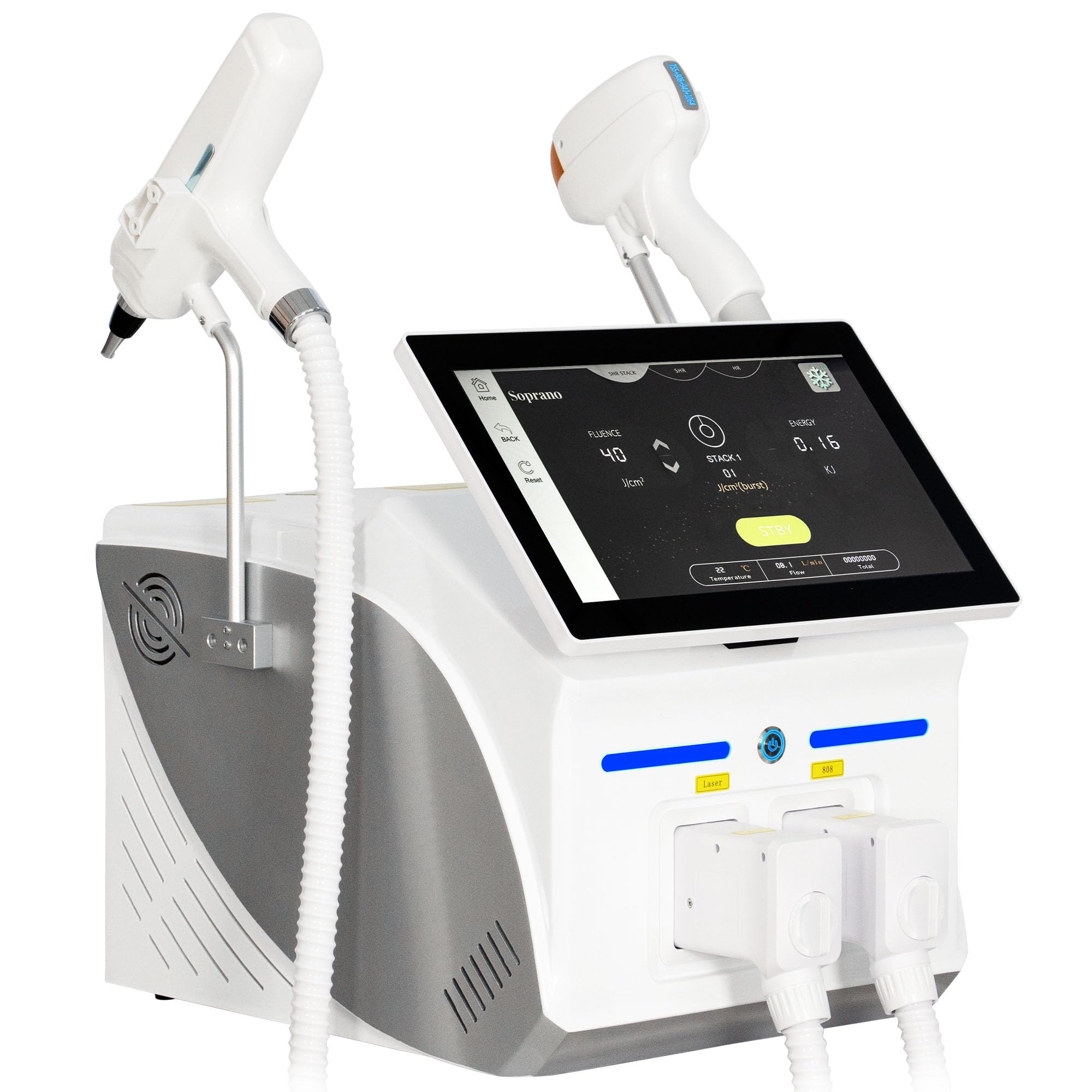 10 Bars!Epilatore Laser a Diodo, 4 Lunghezze d'Onda, Schermo Touch e Sistema di Raffreddamento, Casa e Saloni